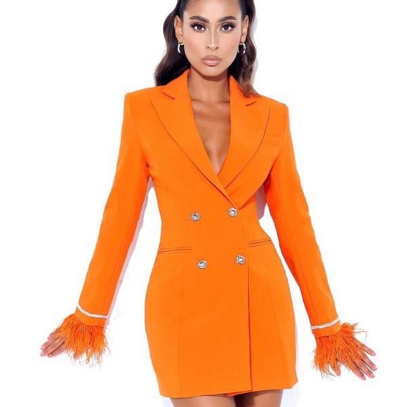 Miss Circle Orange Blazer Dress - Picture 2 of 4